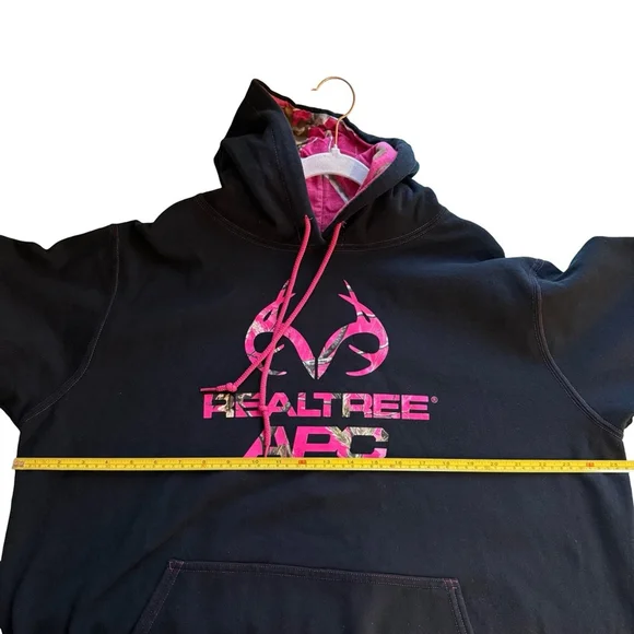 Realtree Unisex Black Hoodie with Pink Camo Accents Size XL Casual Streetwear - Picture 4 of 13